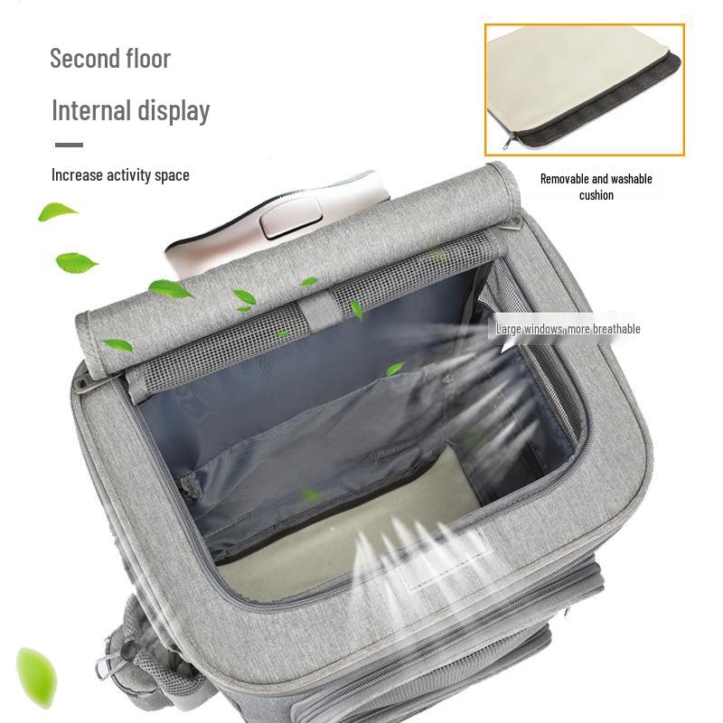 Hanbang Doppelschichtige Faltbare Haustier-Trolleytasche mit Universalrädern für Reisen im Freien