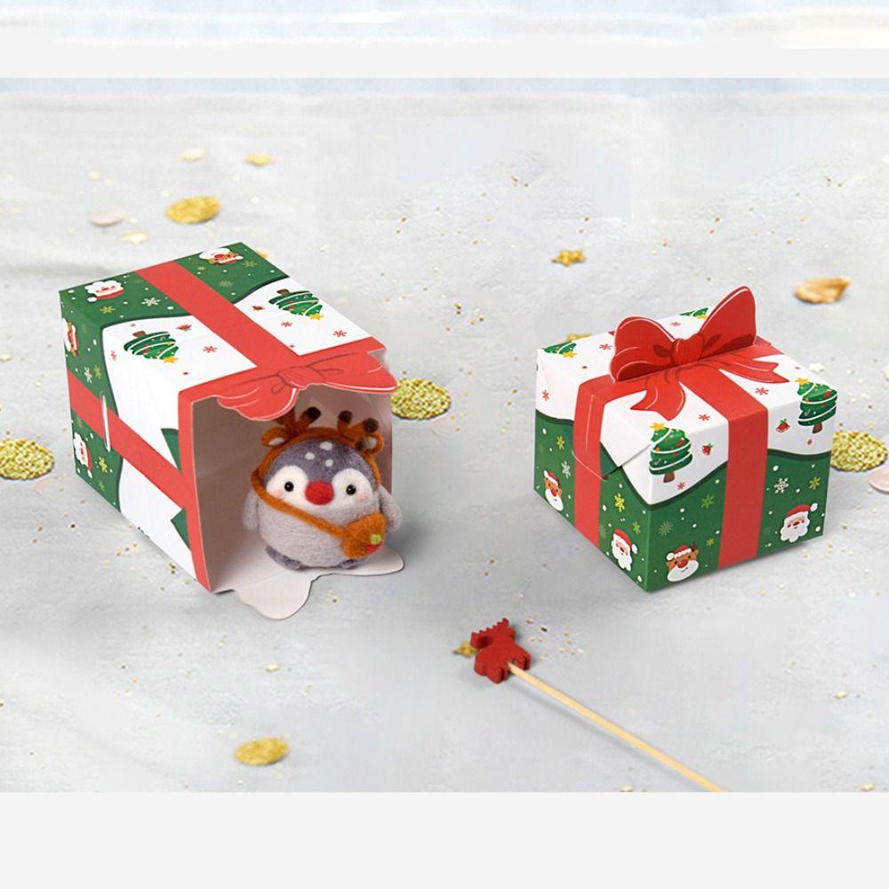 10Pcs 3D Bowknot Mini Christmas Packaging Box Funny Xmas Supplies  Gift Packaging