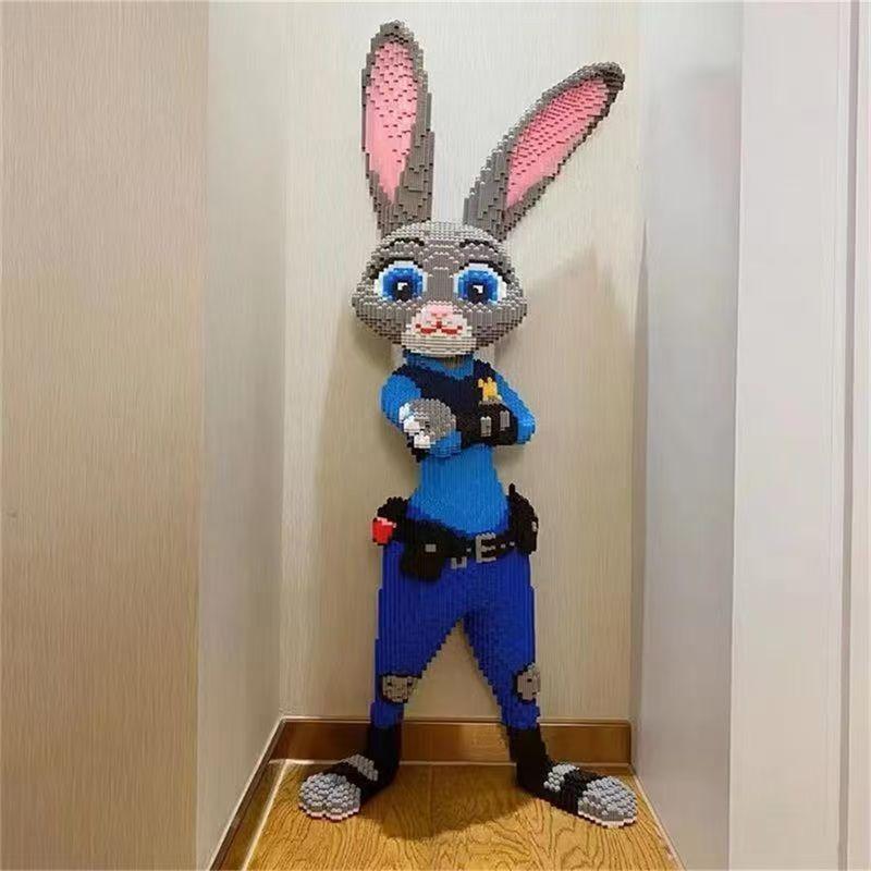 Non-Toxic Rabbit Building Blocks Creative Medieval Police Rabbit Series School Building Palace Model Building Blocks Gift Assemble T