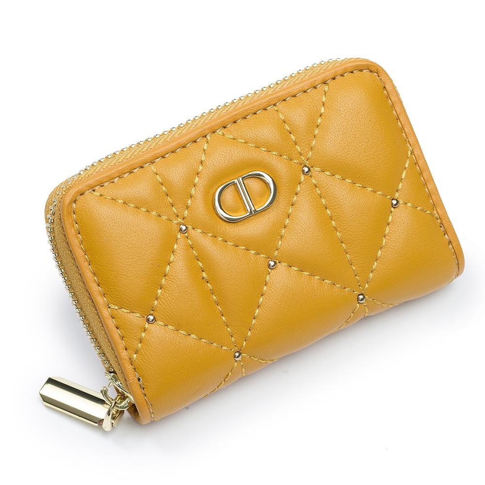 

Organ card bag female simple card bag, rhombus multi-card small sheepskin change bag female card жёлтый