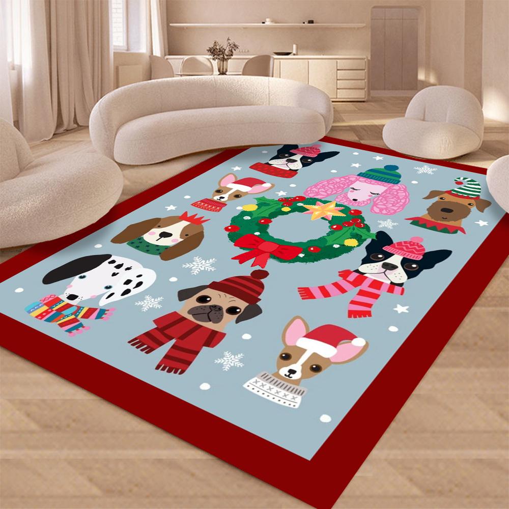 Christmas Carpet Cat Dog Christmas Tree Rug Living Room Anti Slip Warm Mat Creative Fun Christmas New Year Decoration