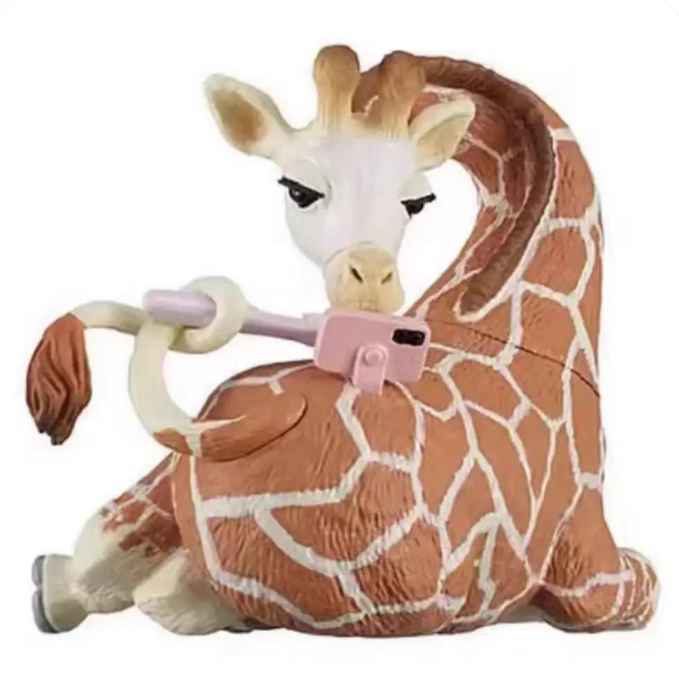 Genuine Action Figure Animals with Facial Mask Lion Pig Giraffe Rabbit Decoration Gacha Model