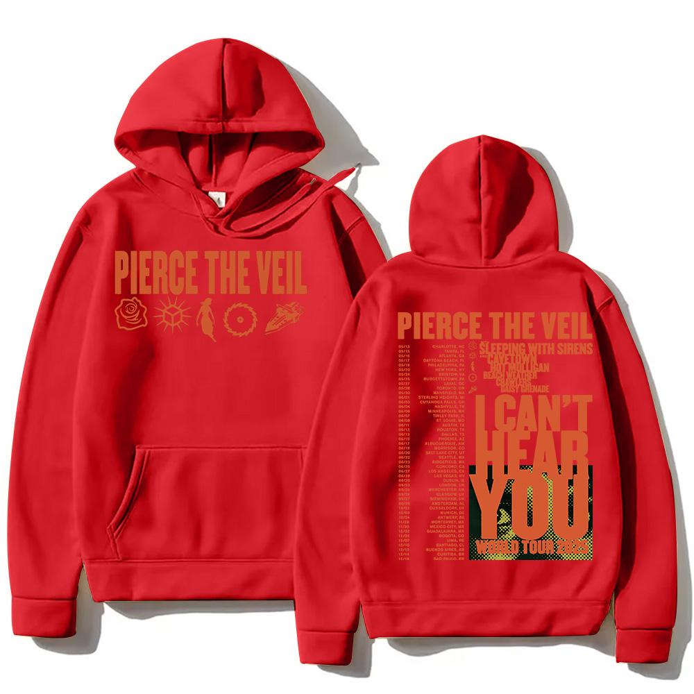Pierce The Veil „I Can't Hear You“-Tour 2025 Hoodies – Rockband, Hip-Hop, Unisex-Streetwear für Damen und Herren – Modischer Pullover