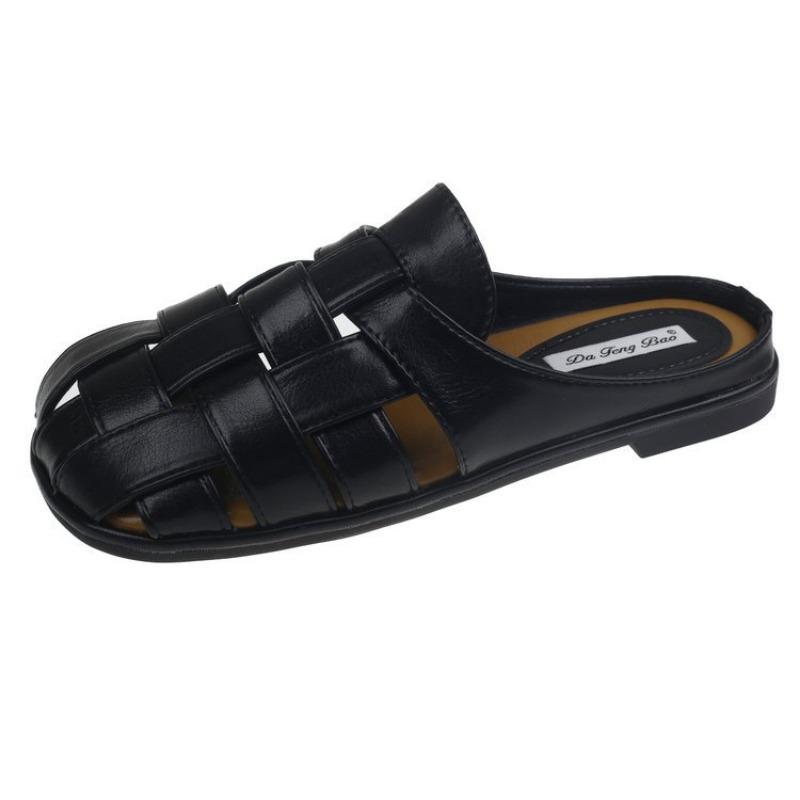 Женская одежда новые весенне-летние винтажные ажурные модные тапочки 35 чёрный 2879₽