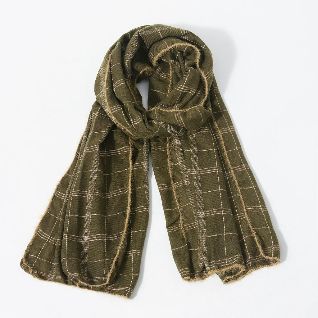 Men's Classic Checkered Patchwork Soft Fleece Scarf New Arrival Versatile Textured Warm Winter Scarves