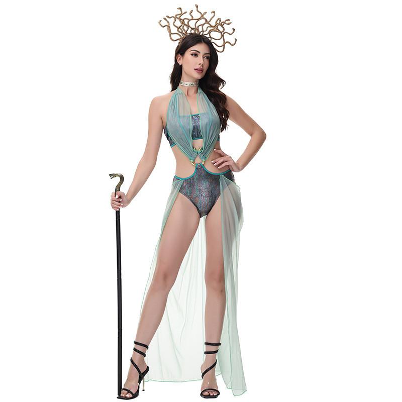 Medusa Women Cosplay Costume With Breathable Cotton For Halloween Show Stage