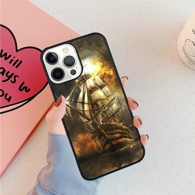 Old Ship in Sea Moon Night Phone Case For iPhone 17 Air 15 16 16e 11 12 13 14 Pro Max Cover For iPhone 17 Air Max Plus Fundas