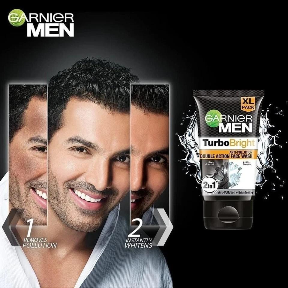 Garnier Men, Face Wash, Brightening & Anti-Pollution, Double Action 150g