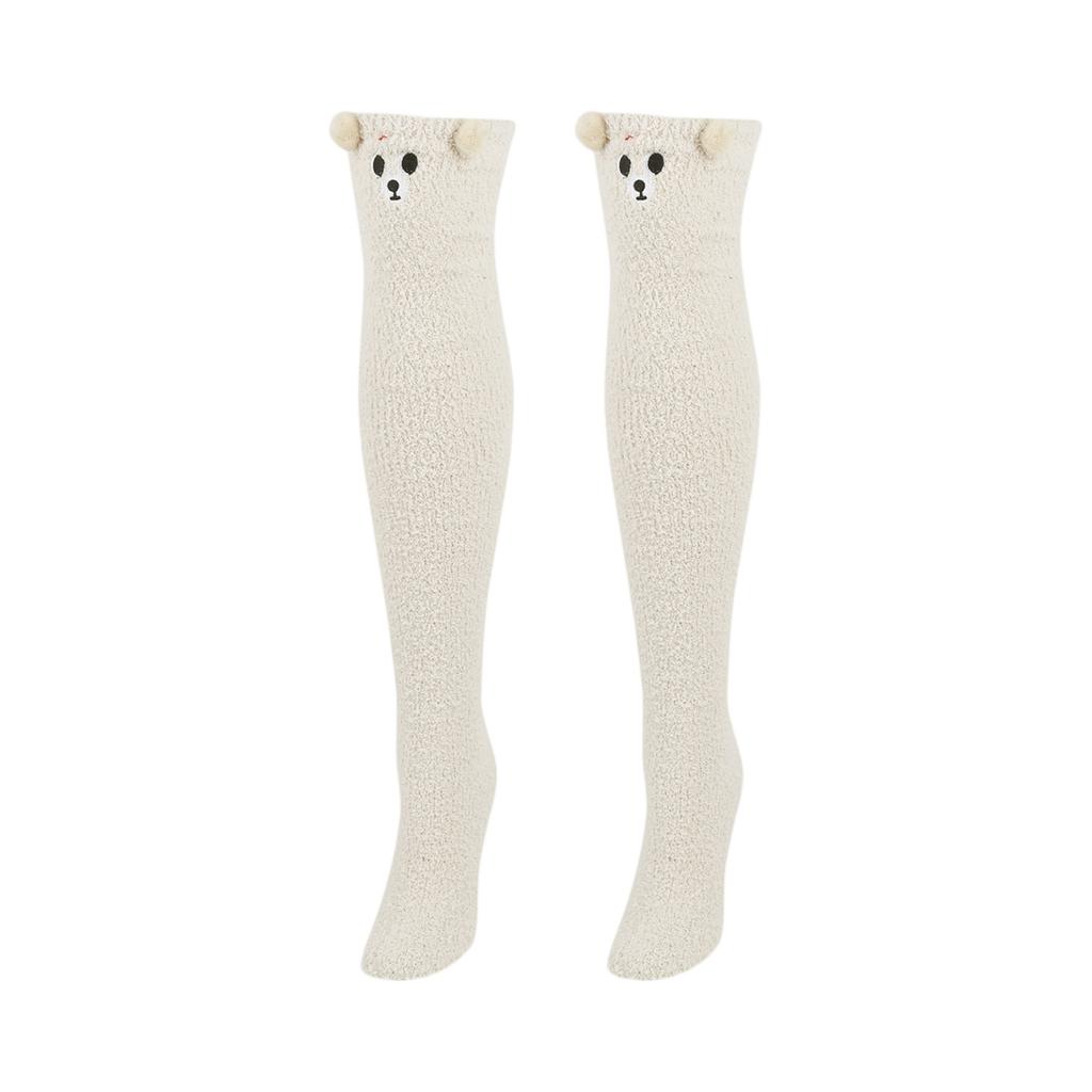 Ladies' Plush And Thick Coral Fleece Socks, Plush And Cute Warm Long Tube Socks, High Tube Knee High Socks, Cartoon Home Decor