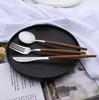 20Pcs Stainless Steel Dinnerware Set for 4 Knife Fork Spoon Set with Wooden Handle Western Flatware Silverware Cutlery Set