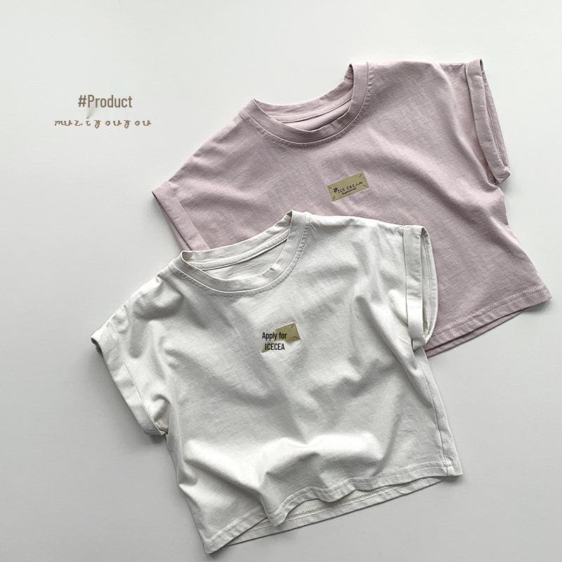 Children's Retro Korean Cotton T-shirt - Summer Short-Sleeved for Ages 3-5 Boys and Girls