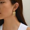INS Hot Sale Gold Plated Metal Geometric Square Drop Earring Women Stainless Steel Irregular Rhinestone Pendant Punk Ear Jewelry