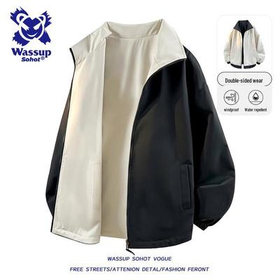 Wassup Sohot Men's Reversible Autumn/Winter Stand-Collar Bomber Jacket