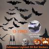 72-12PCS Halloween Bats Decorations 3D Black Bats Wall Stickers Scary Glowing Bat Decor Props Bar Room Halloween Party DIY Decor