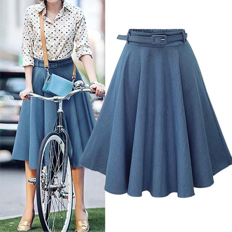 Женская мода Новая женская юбка в ковбойском стиле(Размер:Талия 65см-77см — фото 6