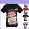 Camiseta Estampada de Desenhos Animados Ryan Toys Review Tendência Algodão Macio Misturado Manga Curta