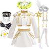 Nuovo Carnevale di Halloween Tema Festa Ragazze Cosplay Moda Carino Bianco Maniche Lunghe Vestito + Set di Accessori 3-10 Anni