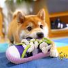 Dog Squeak Toy Teeth Grinding Bite Resistant Slippers Shape Puppy Chew Toy With Cotton Rope Pet Chewing Toys Dog Toys