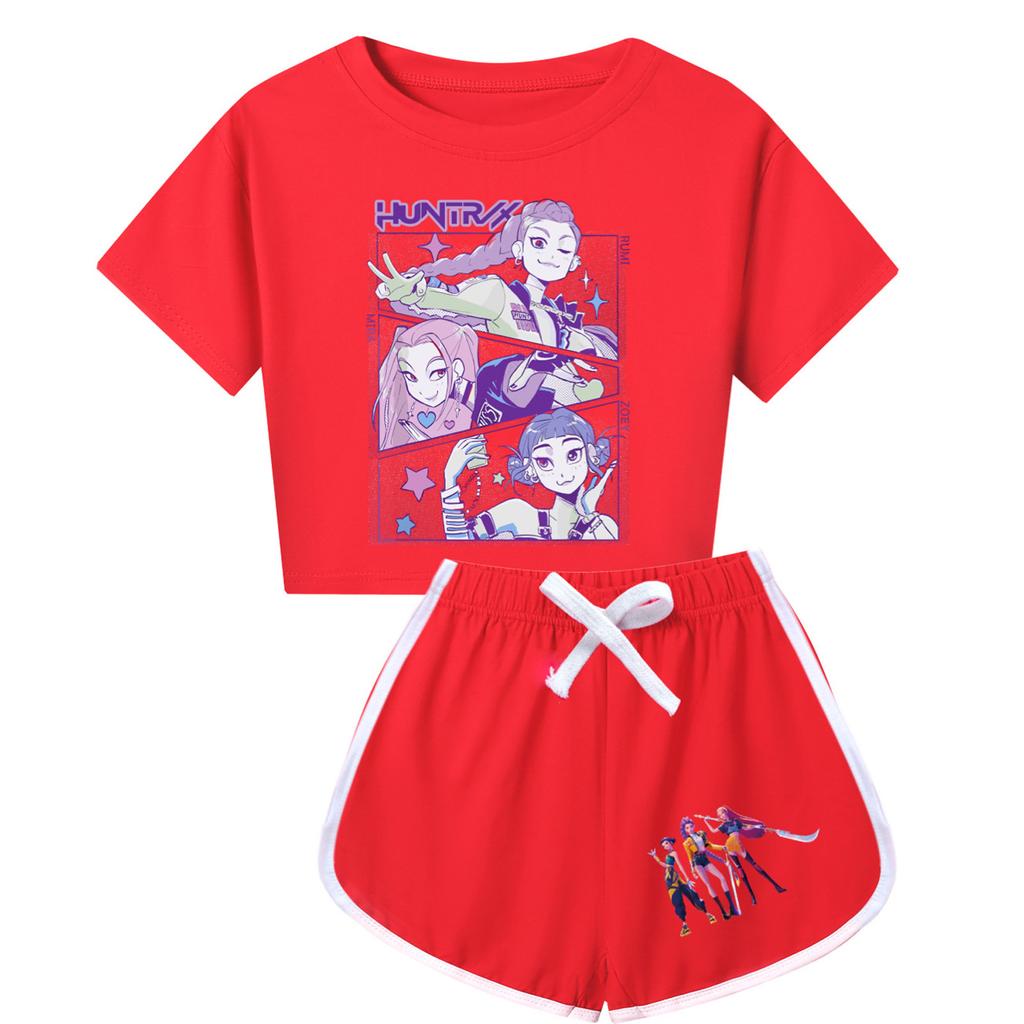 Kids Summer Sport T-Shirt And Shorts 2 Piece Outfit Tracksuit Set Short Sleeve Print Crop Tops With Clothing Set