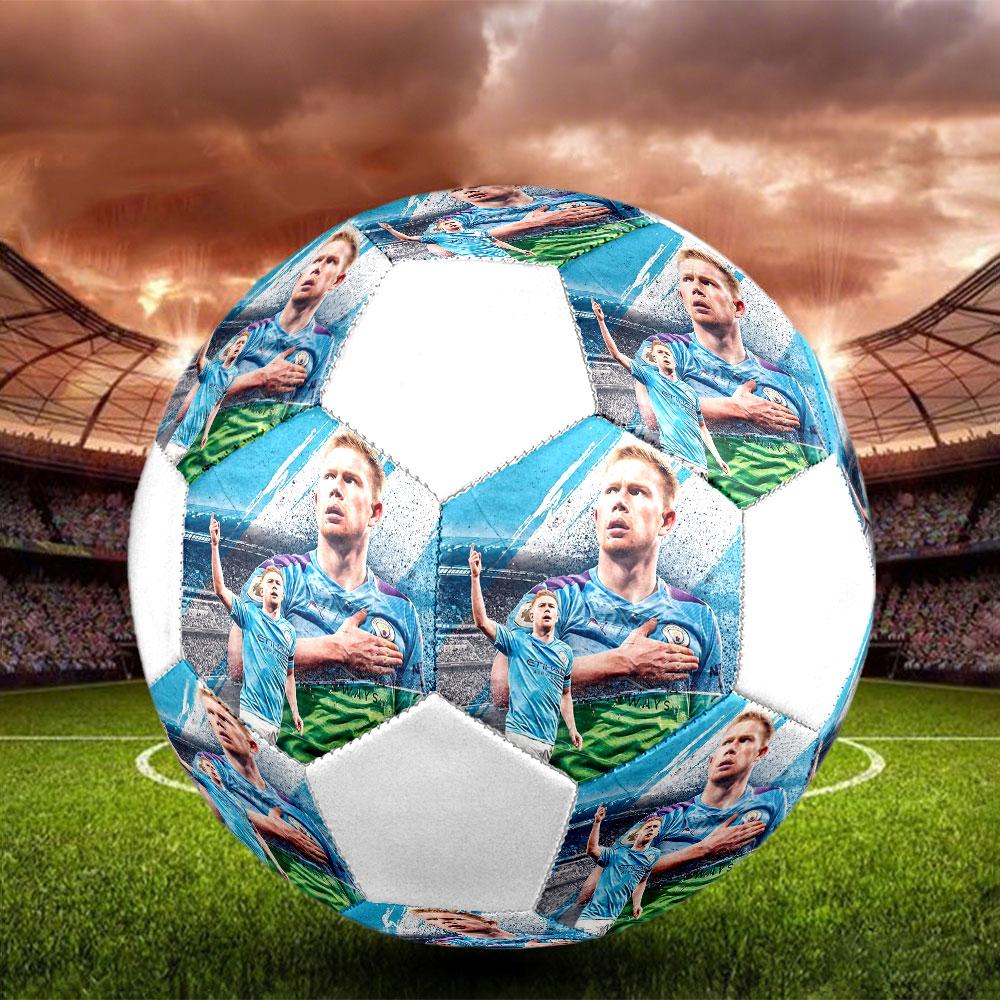 Kevin De Bruyne Size 5 Soccer Ball, Machine-Stitched PVC, Durable & High Bounce, All Ages Fit, fan merchandise, matches & outdoor use.