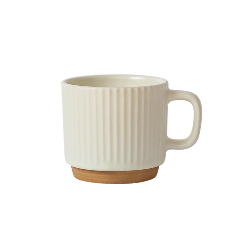Wind Vertical Stripes White-Brown Splicing Ceramic Creative Water Cup Can Be Determined