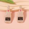 European and American New Fashion Personalized Small Fragrant Wind Geometric Wine Bottle Alloy Dripping Oil Love Diamond Pearl Earrings