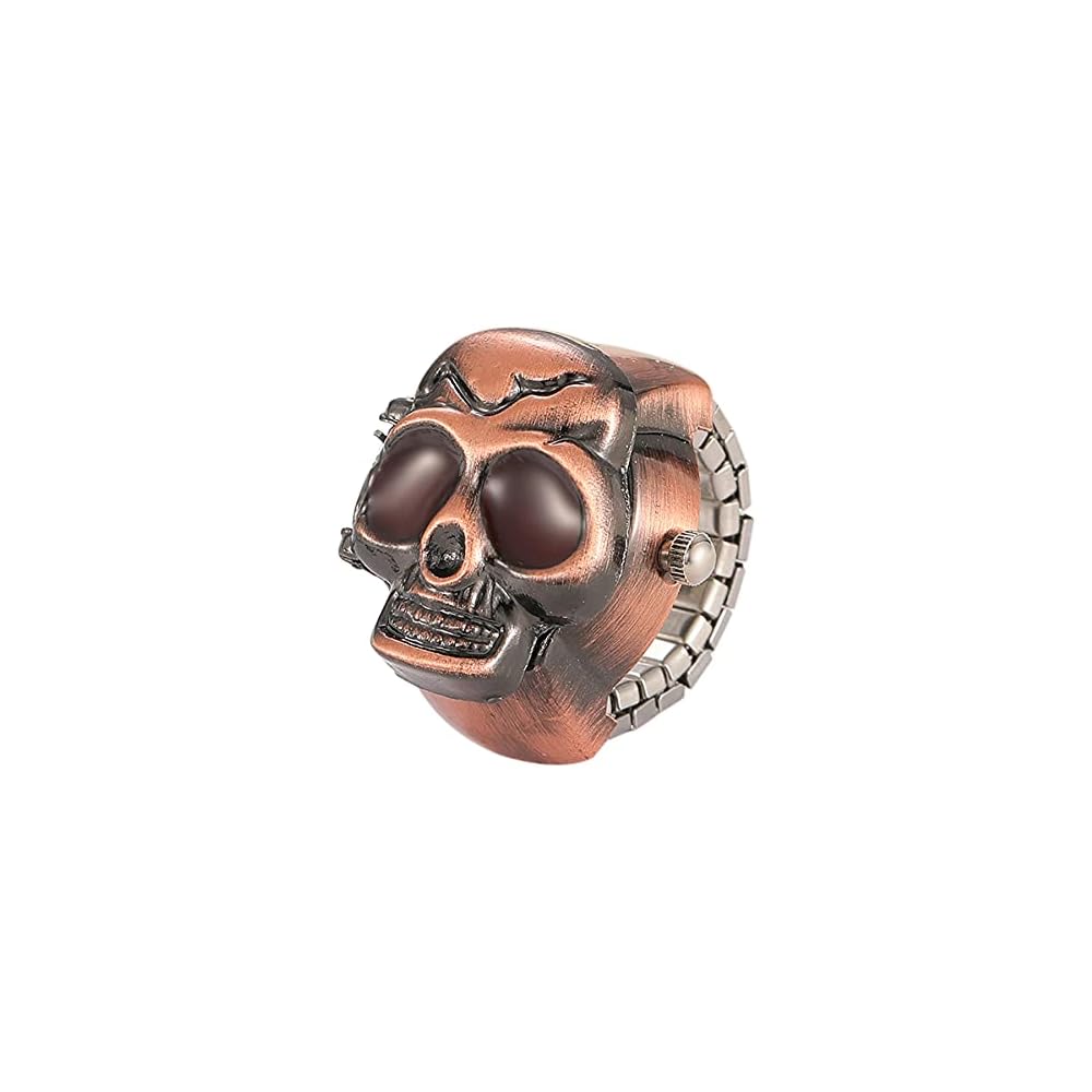 Lancardo Skull Ring Watch Red Analog Free Size Accessory for Men and Women