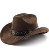 Chapeau tibétain femme décontracté protection solaire chapeau de cowboy chapeau haut tibétain homme suède coupe-vent cordon chapeau jazz chapeau en feutre à large bord