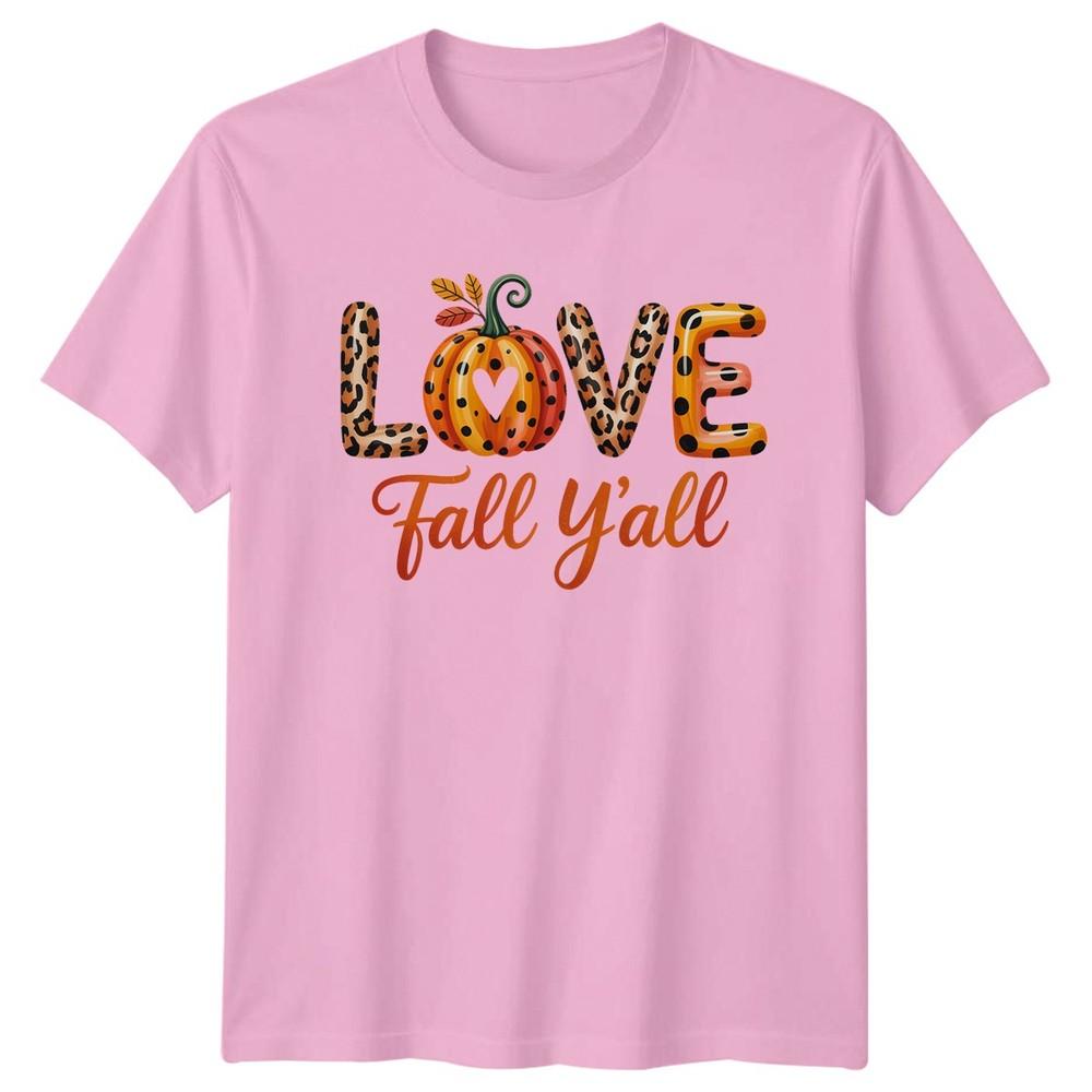 Love Fall Yall TShirt Pumpkin Leopard Autumn Thanksgiving Gift For Him And Her