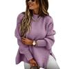 Autumn Winter Loose Long Sleeve Pullover Knitted Women Sweater Loose Casual Half Turtleneck Office Tops Female Solid Fashion Elegant Knitwear Clothing