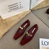 French Retro Style Gold Coin Chain with Mary Jane Shoes Women's Low Heels 2025 Autumn New Square Head Thick Heel Suede Single Shoes