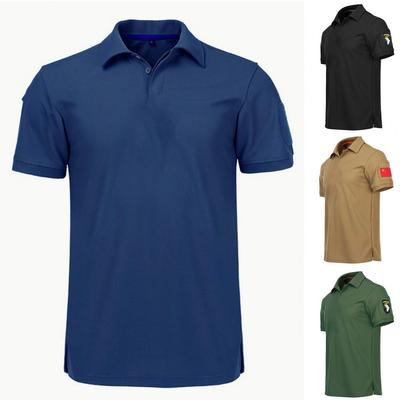 Männer Militär T-shirt Revers Kurzarm Solide Tasten Schnell Trocknend Top Outdoor Sport Wandern Training Taktische T Männer Kleidung