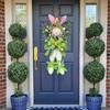 Easter Bunny Wreath Door Hanging Decoration - Cartoon Theme Artificial Plant Easter Front Door Decor