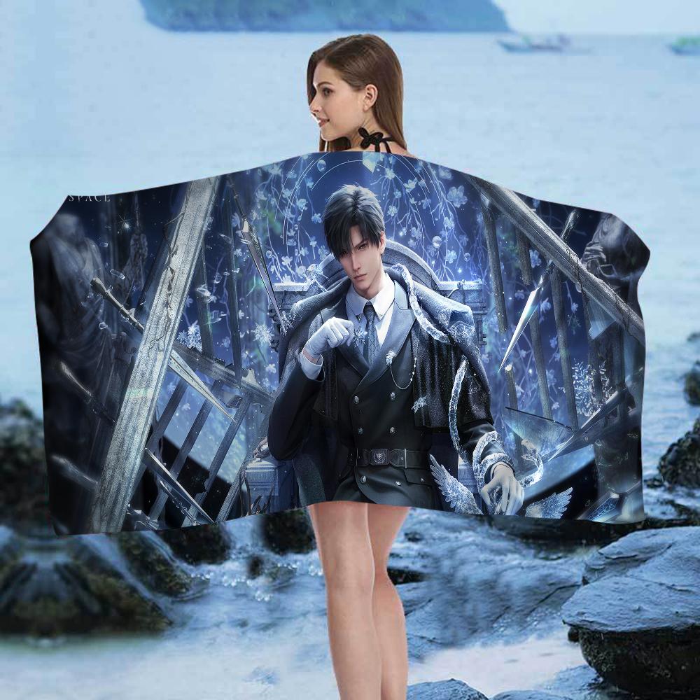L-Love and D-Deepspace Anime Beach Swimming Towel Soft Absorbent Washcloth Children's Gifts for Kids Travel Camping Gym