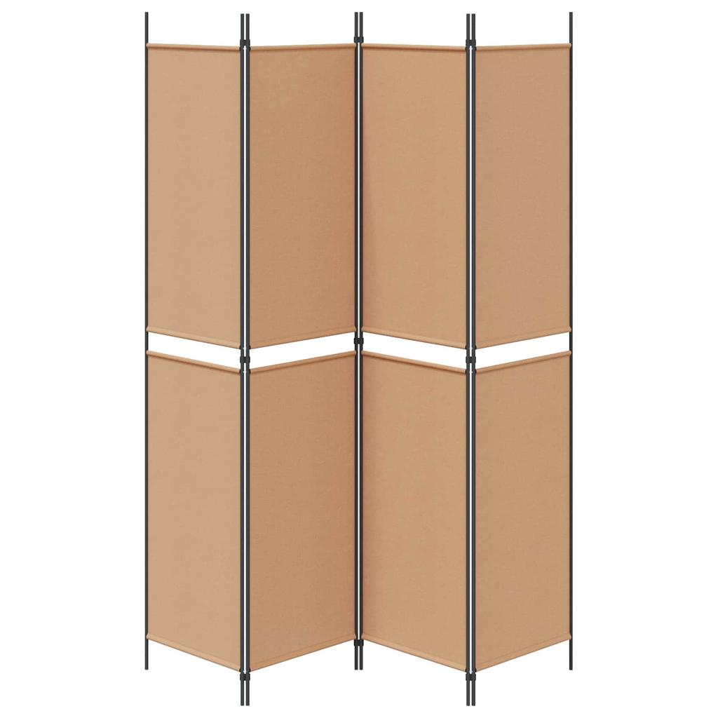 4 Panel Room Divider Beige 200 X 220 Cm Fabric