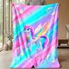 Rainbow Winged Unicorn Theme blanket Lightweight Warm Flannel Blanket Decorative Throw Blanket for Home Decoration