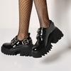 New street European and American large size British metal platform small leather shoes punk women's shoes