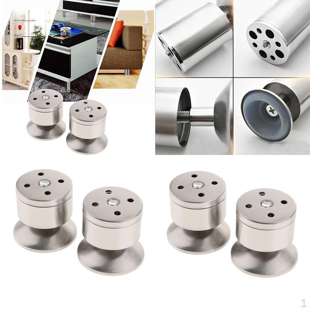 Set of 4pcs,2inch Round Cabinet Metal Legs Stainless Steel Kitchen Feet Wardrobe Desk Bench , 6cm