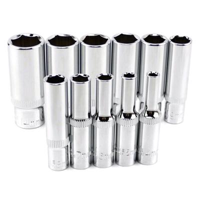 11Pcs 1/4-Inch Drive Metric Long Chrome Socket Set 6-Point Deep Socket 4-14Mm