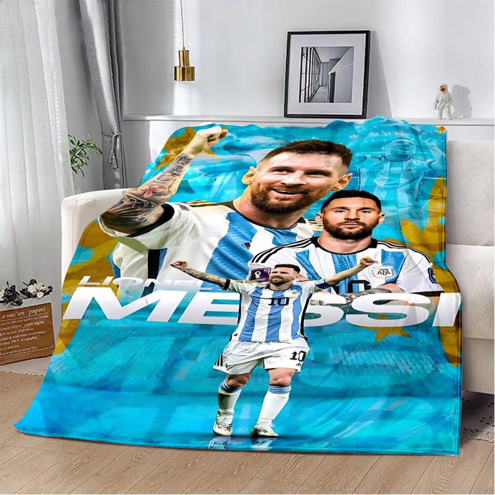 Football Star Printed Blanket Picnic Blankets Warm Blanket Soft and M-messis Comfortable Blanket Home Travel Birthday Gift