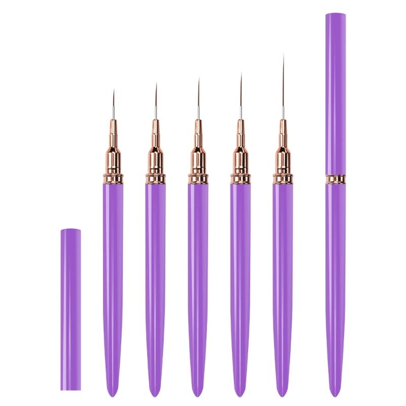 5Piece Nail Design Nail Art Painting Brush With Ergonomic Handle For Smooth Strokes And Detailed Pattern Creation