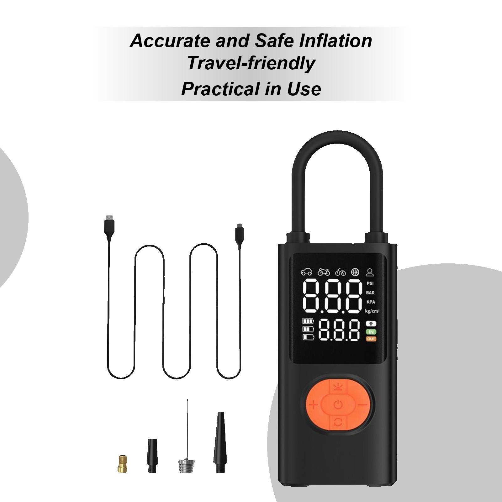 Portable Tire Inflator Smart Air Pump Rechargeable Light Tire Inflator with Digital Pressure Gauge for Motorcycle Truck Ball CN