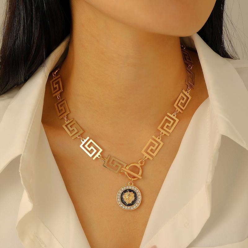 

Золотой ювелирный набор для женщин, ожерелья, браслет и серьги с подвеской в виде льва из кубического циркония, роскошный металлический стиль, подарок