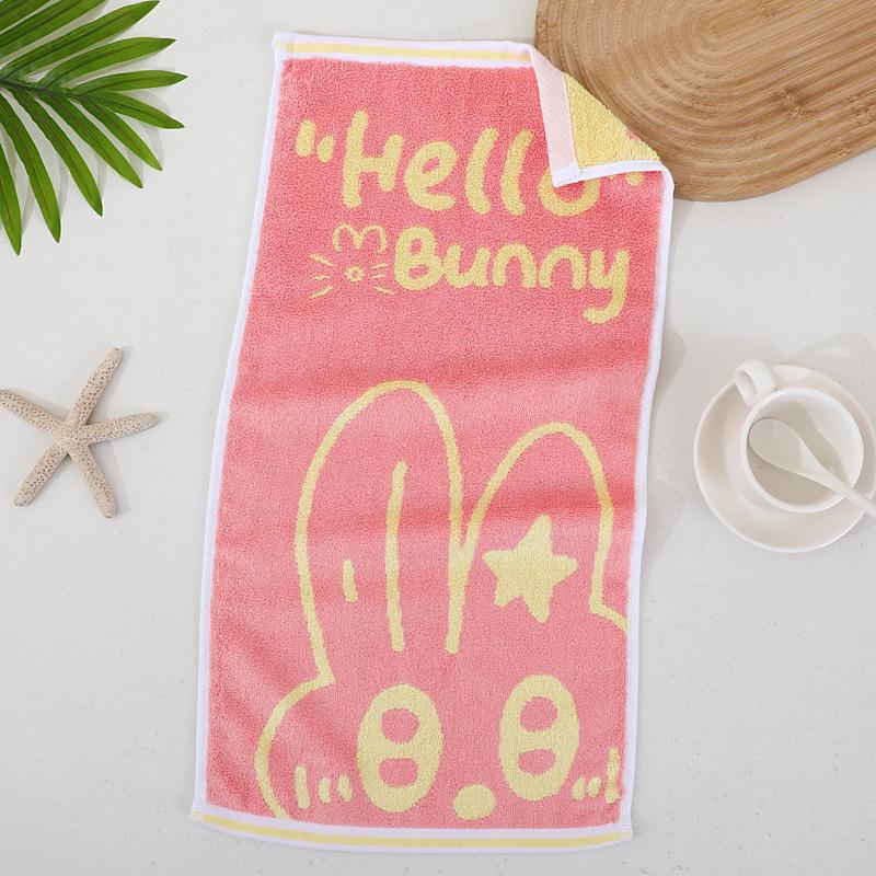 Jacquard Bamboo Fiber Children s Towel - Long-Eared Rabbit Design, Soft & Absorbent, 50x25 cm. 50x25cm розовый