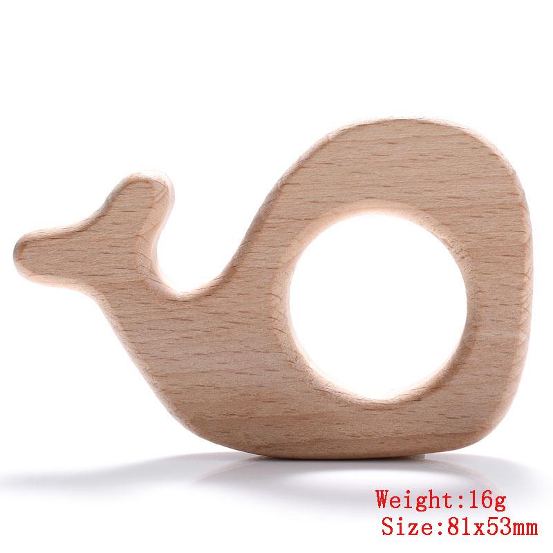 5Pcs/Lot Food Grade Wooden Teether Toys Animal Shape Wood Necklace Pendant for Baby DIY Wooden Teething Chew Toys