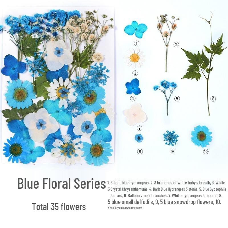 DIY Handmade Dried Flower Embossed Wall Clock with Wood Grain Border