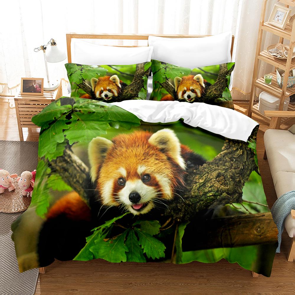 

3D The Lesser Panda Bedding Sets Duvet Cover Set With Pillowcase Twin Full Queen King Bedclothes Bed Linen EU single(135x200cm)