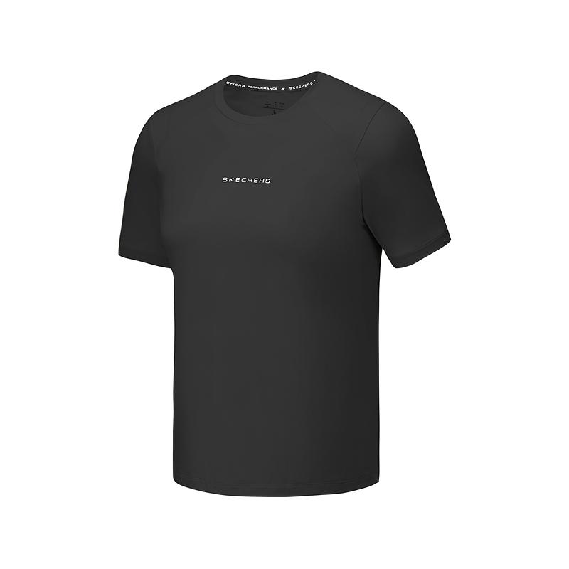 Skechers Comfortable Soft Round Neck Moisture Wicking Short Sleeve T-Shirt Women tops Carbon-Black P225W157-0018 S