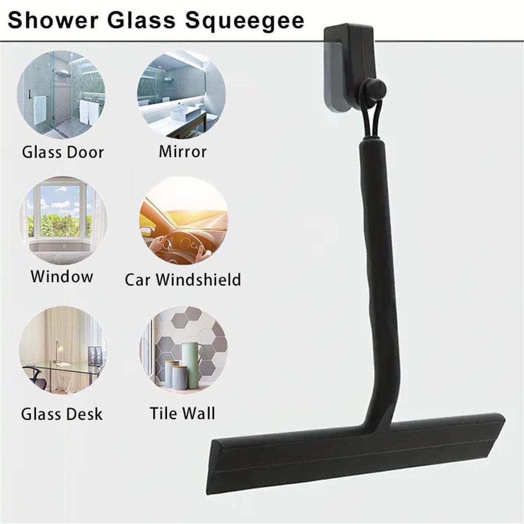 Silicone Glass Squeegee with Hook for Bathroom and Window Cleaning