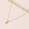 Necklace for Stainless Alphabet Sparkly Initial Anniversary [Rockyu] Women, Gold, Hypoallergenic, Steel, Pendant, Zirconia, Letters, Chain, Accessory,